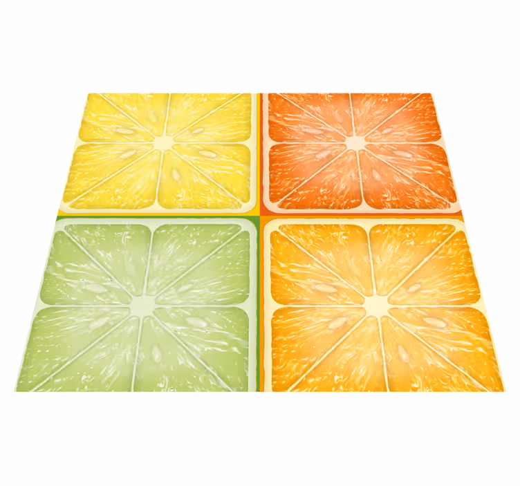 Tappeto vinile giallo texture agrumi colorata - TenStickers
