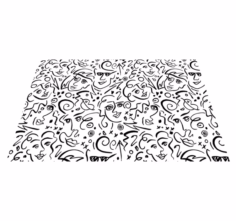 Tappeto vinile bianco arte graffiti bianco e nero - TenStickers