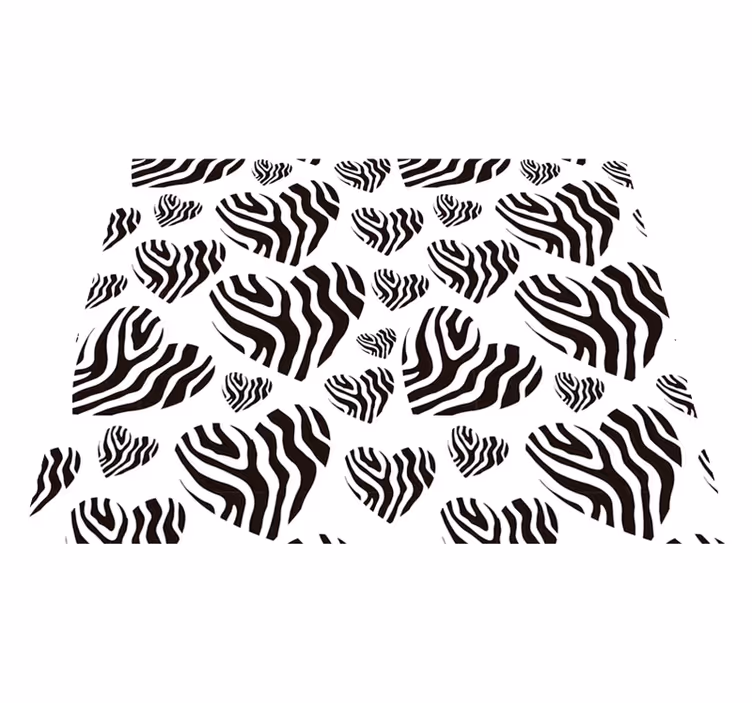 Tappeto vinile bianco cuore a stampa zebra - TenStickers