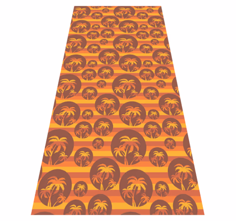 Tappeto vinile marrone tramonto e palme frigo - TenStickers