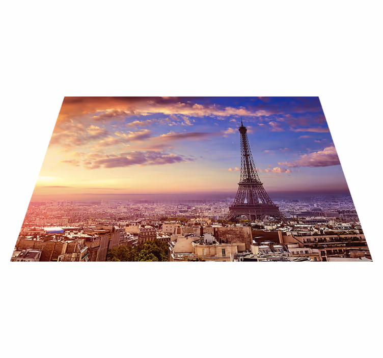 Tappeto vinile viola vista parigi - TenStickers