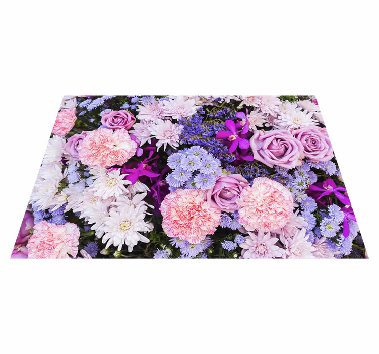 Tappeto vinile viola con motivo floreale - TenStickers