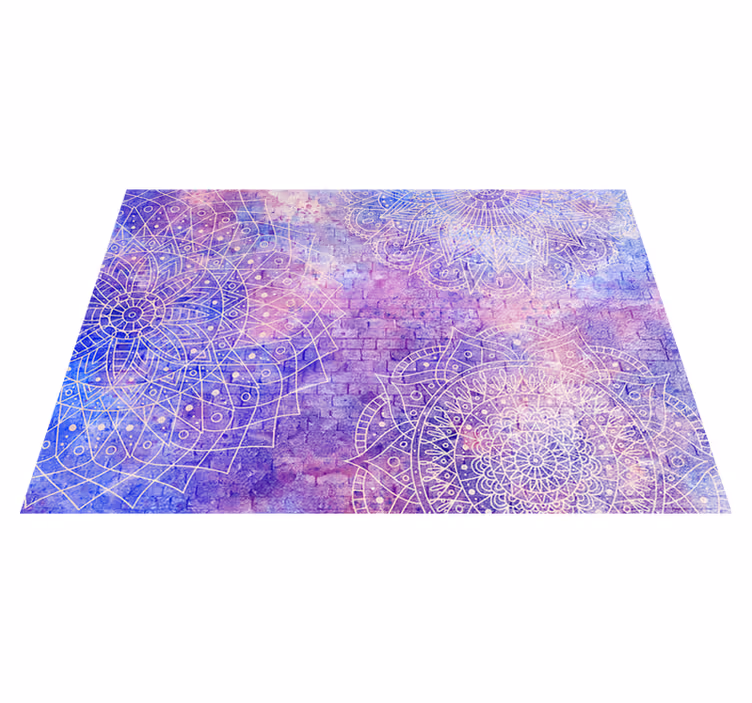 Tappeto vinile viola muro di mattoni con mandala - TenStickers