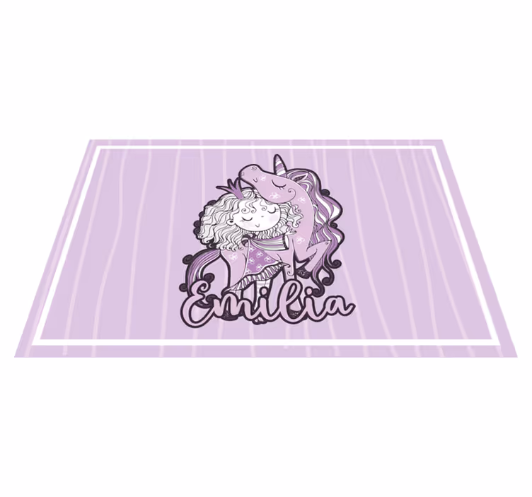 Tappeto vinile viola principessa artistica con unicorno - TenStickers