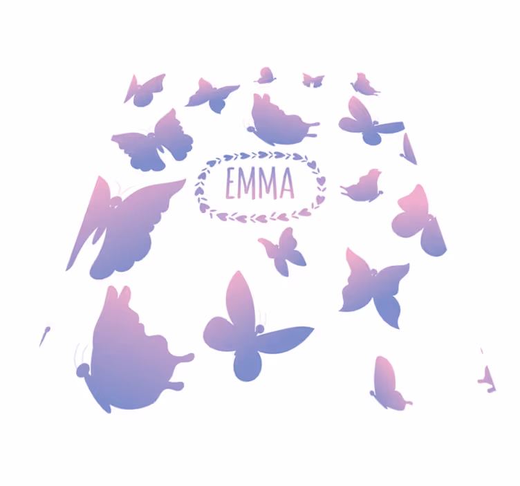 Tappeto vinile viola farfalle viola e blu con nome - TenStickers