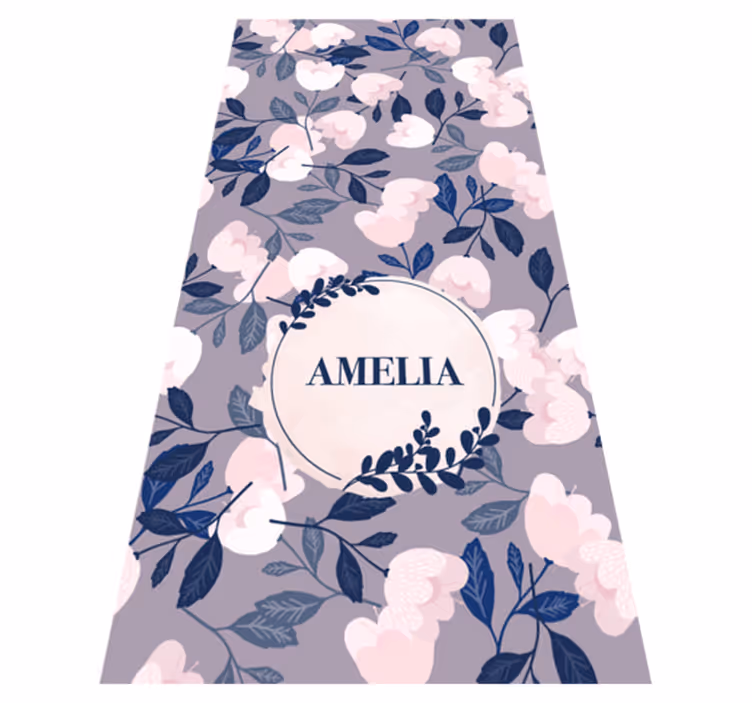 Tappeto vinile viola fiori dipinti a mano pastello - TenStickers