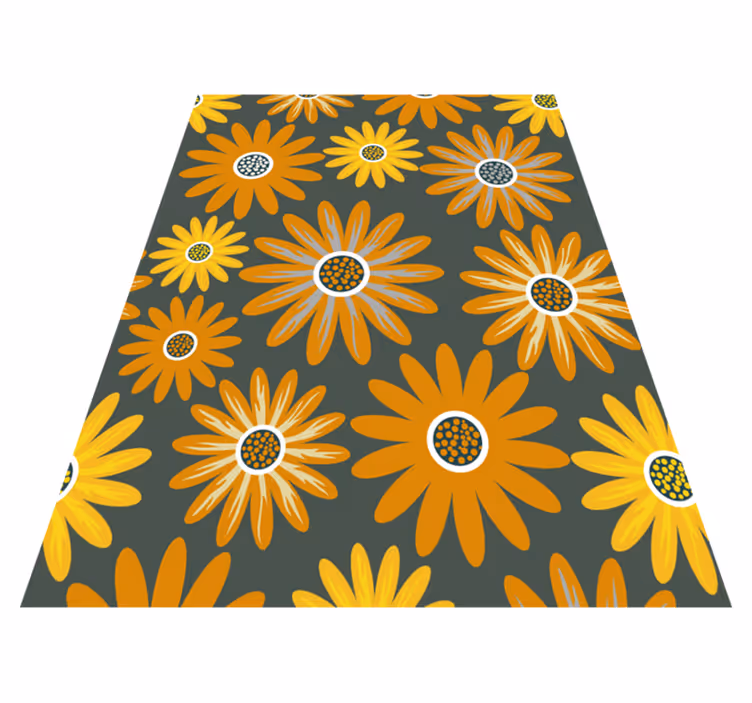 Tappeto vinile arancione fiori di margherita arancioni - TenStickers