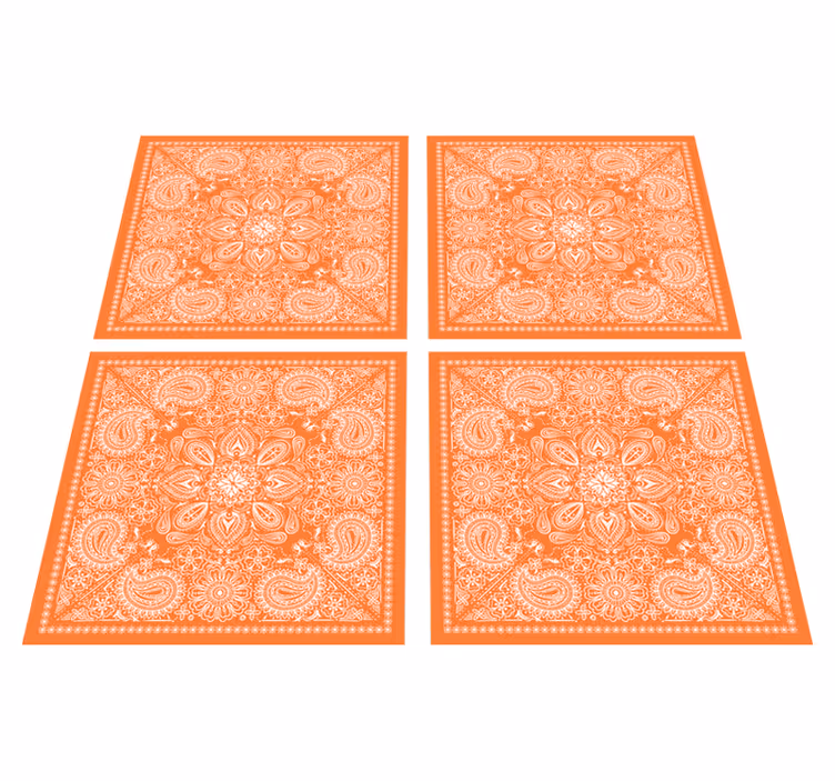Tappeto vinile arancione a motivi paisley - TenStickers