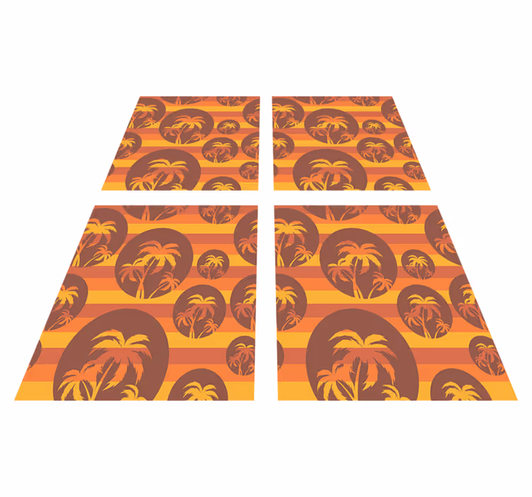 Tappeto vinile arancione motivo palme al tramonto - TenStickers