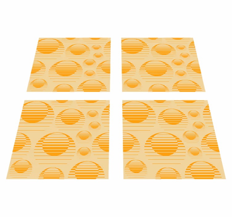 Tappeto vinile arancione disegno sole retro - TenStickers
