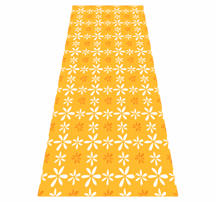 Tappeto vinile arancione fiori bianchi piccoli - TenStickers
