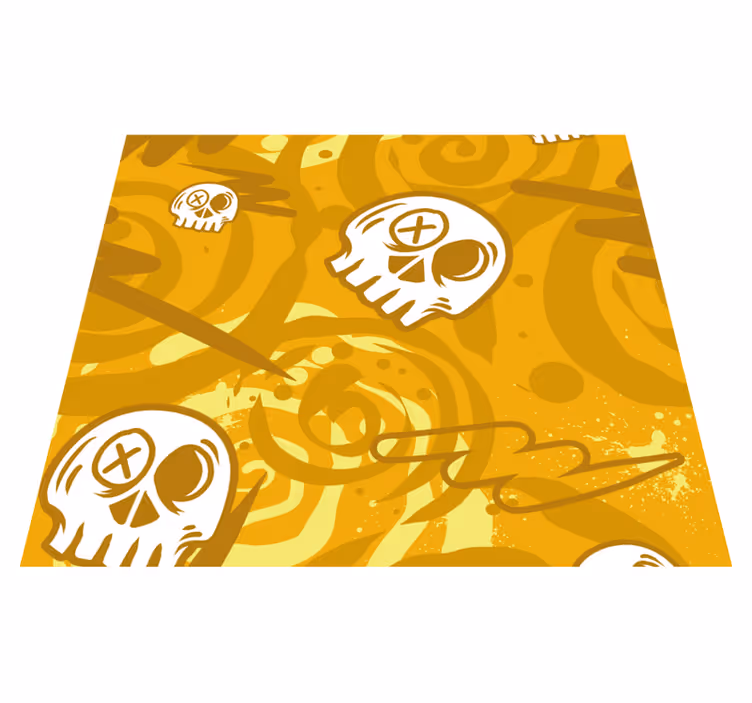 Tappeto vinile arancione graffiti con teschi - TenStickers