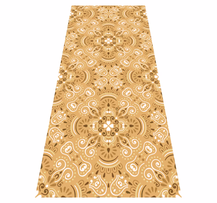 Tappeto vinile arancione motivo ornamentale beige vintage - TenStickers