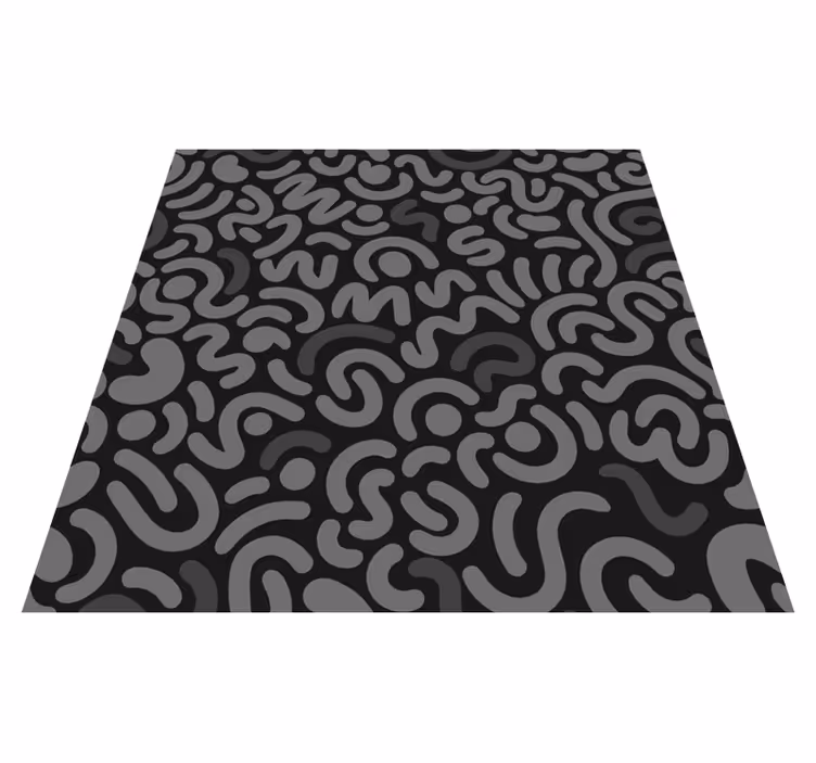 Tappeto vinile nero linee nere arrotondate astratte - TenStickers