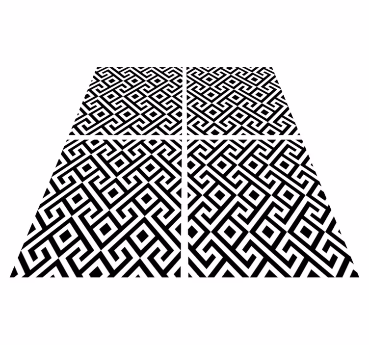 Tappeto vinile nero motivo geometrico bianco e nero - TenStickers