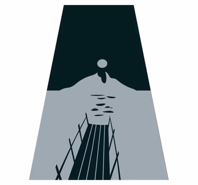 Tappeto vinile nero molo di legno al lago con montagne - TenStickers