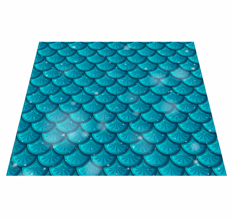 Tappeto vinile verde squame blu sirena - TenStickers
