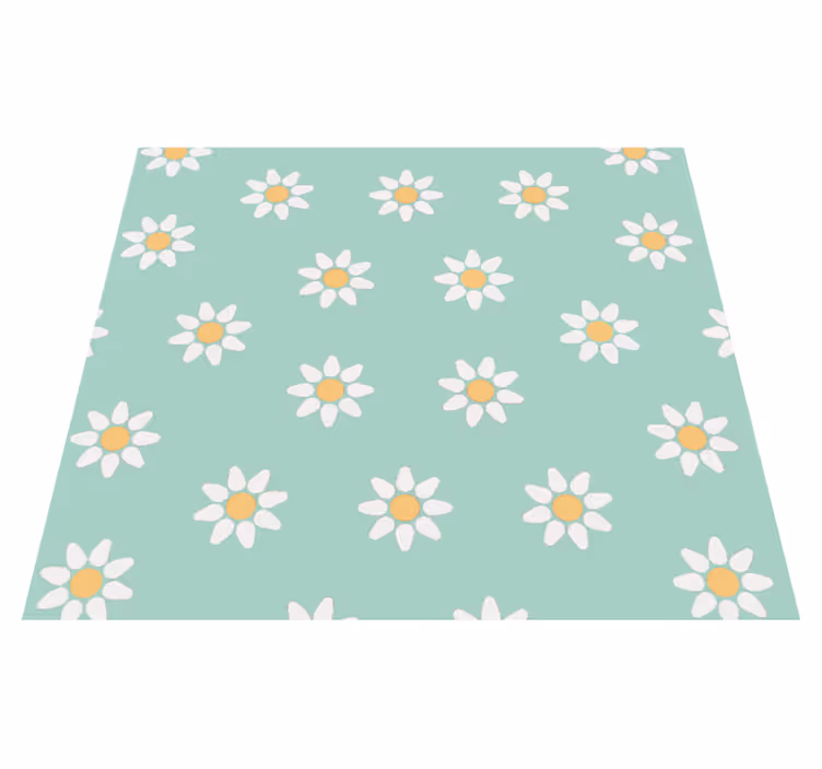 Tappeto vinile verde con motivo margherite per bambini - TenStickers