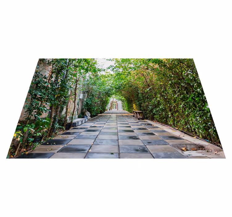 Tappeto vinile verde sentiero giardino sereno - TenStickers