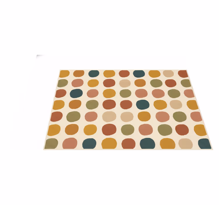 Tappeto vinile rosso motivo a pois nei colori boho - TenStickers
