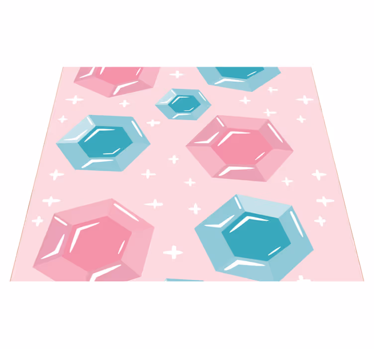 Tappeto vinile rosa gemme geometriche dai toni brillanti - TenStickers