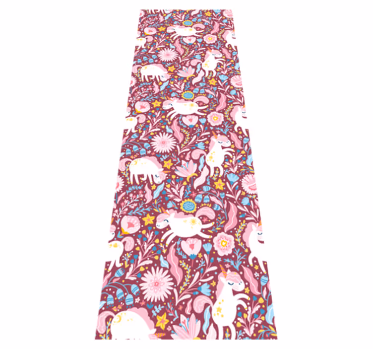 Tappeto vinile rosa design con unicorni bellissimi - TenStickers