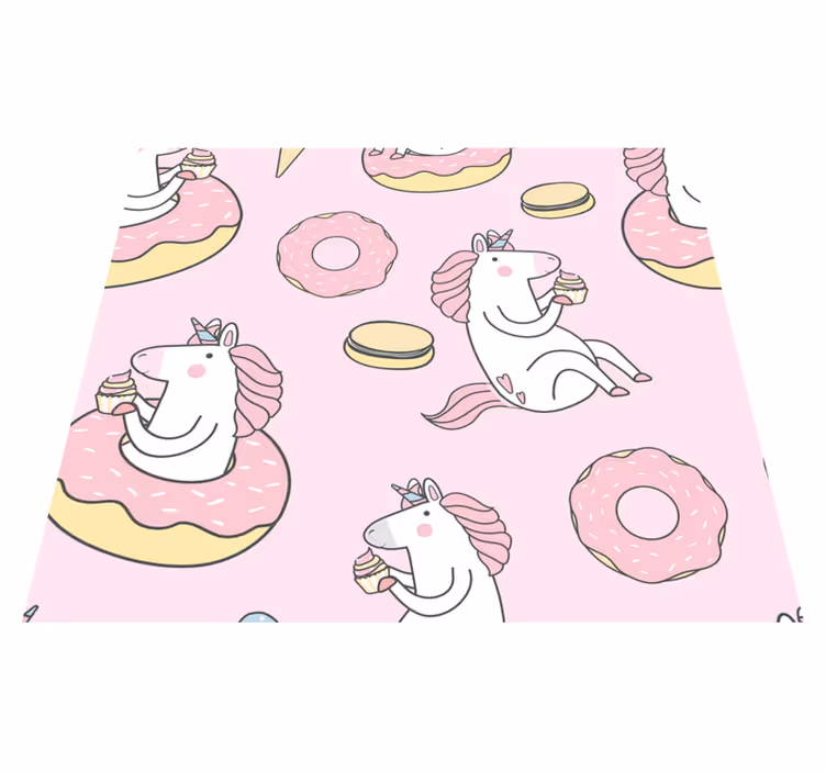 Tappeto vinile rosa carta da parati unicorno rosa - TenStickers