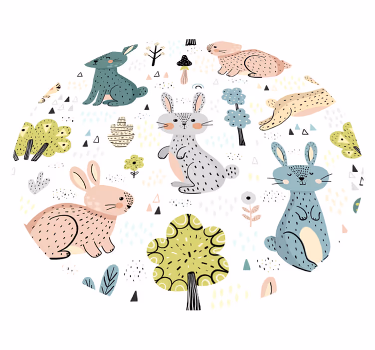 tappeto in vinile per bambini con coniglietti - TenStickers