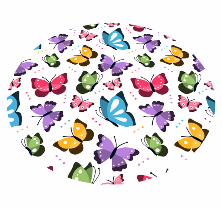 Favoloso tappeto rotondo in vinile con farfalle - TenStickers