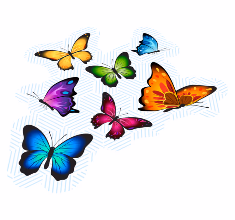 Tappeto di vinile collezione di farfalle colorate - TenStickers