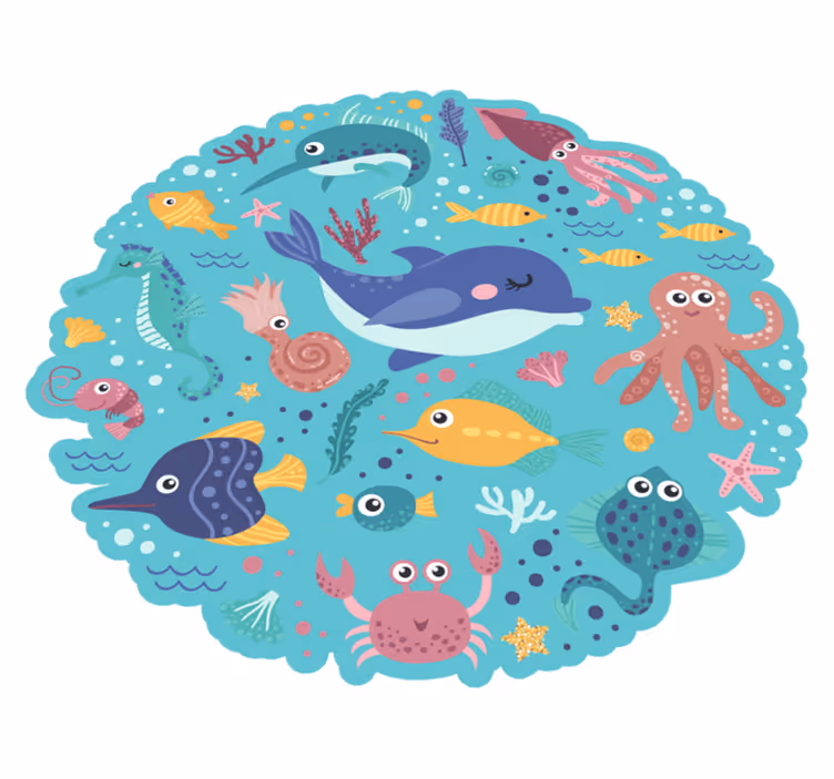 Tappeto rotondo in vinile animali di pesce - TenStickers