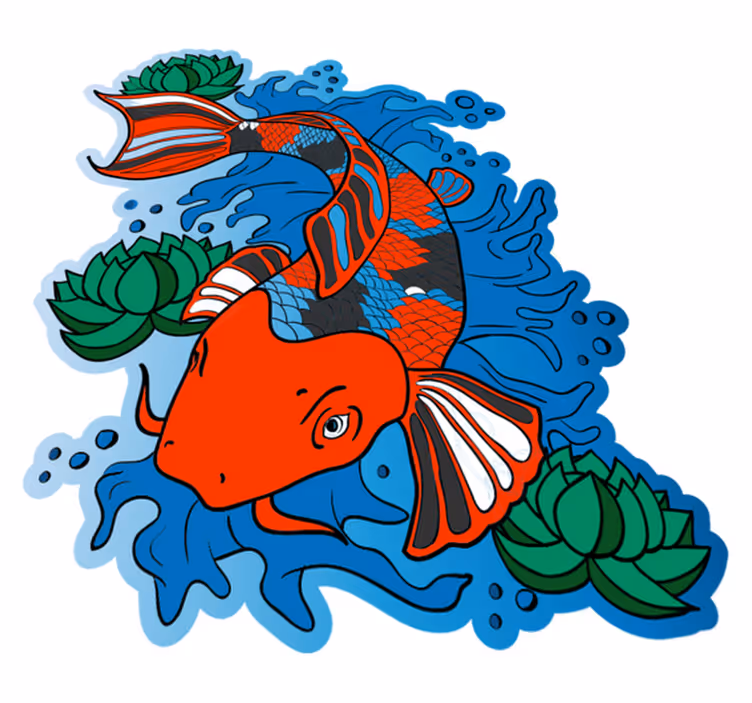 Tappeto di vinile animali illustrazione colorata di pesci Koi - TenStickers