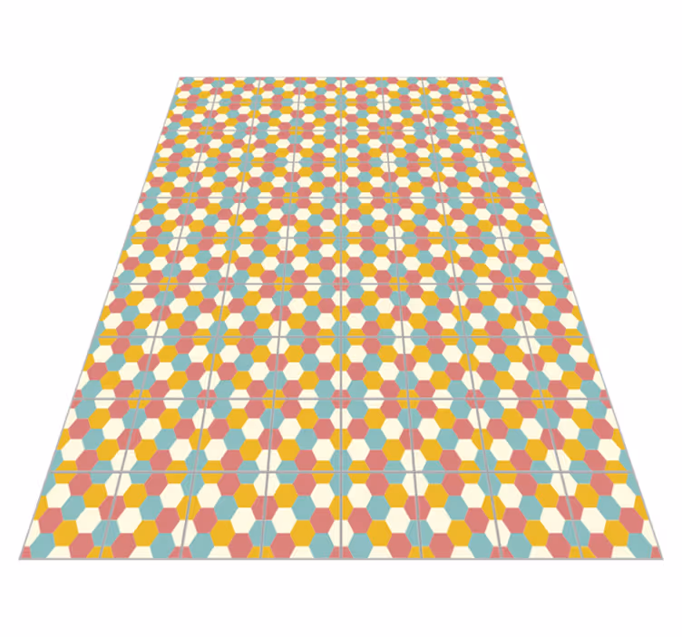 Tappeto in vinile geometrico esagoni colorati - TenStickers