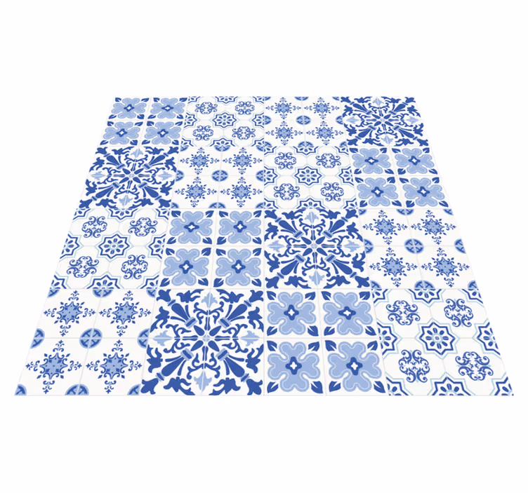 Tappeto vinile piastrelle effetto piastrella blu - TenStickers
