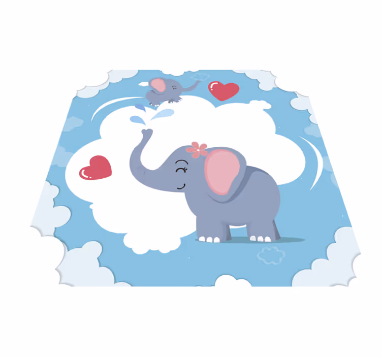 Tappeto vinile bebé paesaggio nuvoloso elefante adorabile - TenStickers