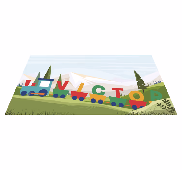 Tappeto vinile bebé tema treno alfabetico personalizzabile - TenStickers