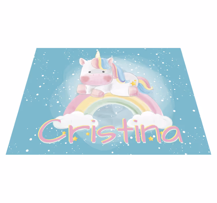 Tappeto in vinile per bambini unicorno personalizzabile - TenStickers