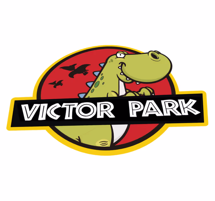 Tappeto vinile con nome emblema dinosauro personalizzabile - TenStickers