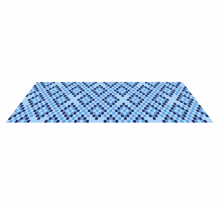 Tappeto vinile geometrico motivo geometrico pixel blu - TenStickers