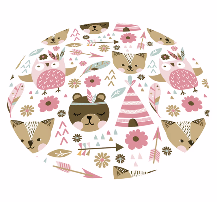 Tappeto in vinile rotondo modelli animali per bambini - TenStickers
