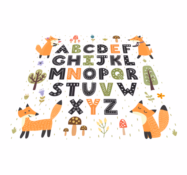 Splendido tappeto alfabeto in vinile con foresta - TenStickers