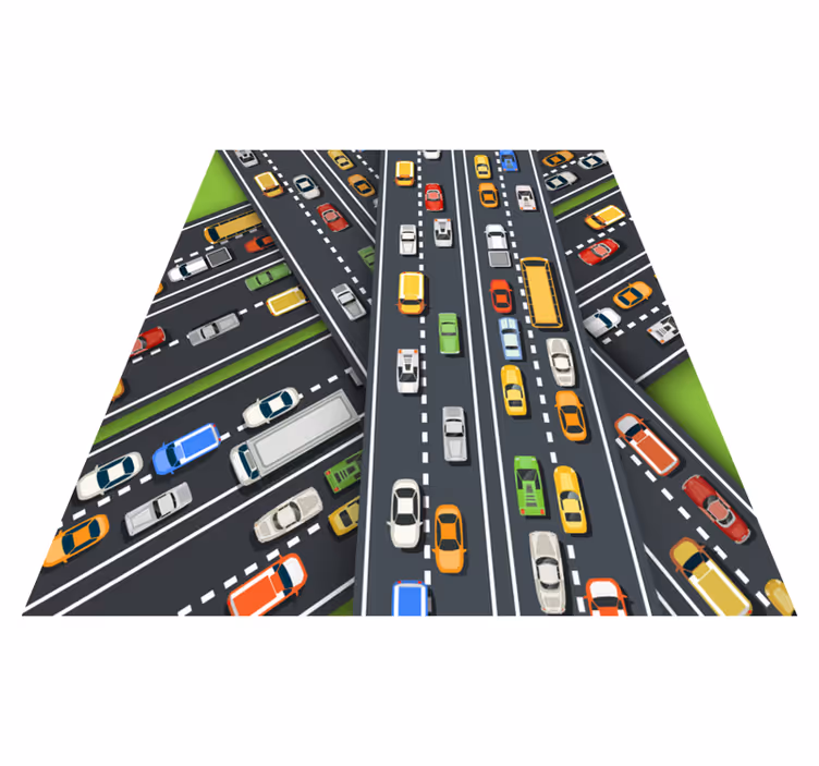Tappeto vinile strade illustrazione del traffico cittadino - TenStickers