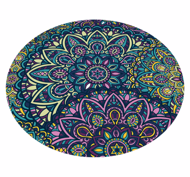 Tappeto vinile rotondo mandala composizione tonda - TenStickers