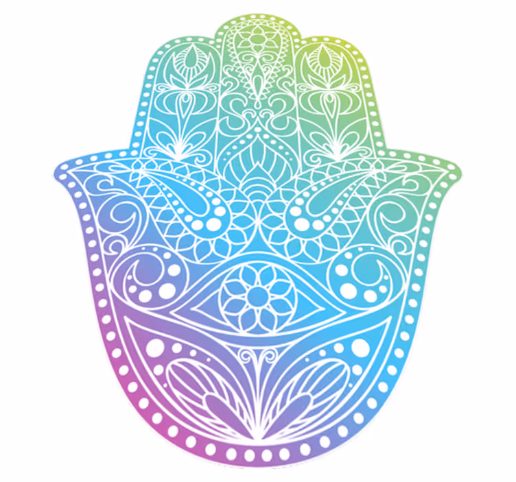 Tappeto vinile Mandala simbolo della mano colorata - TenStickers