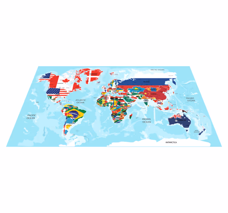 Tappeto in vinile mappamondo bandiere - TenStickers