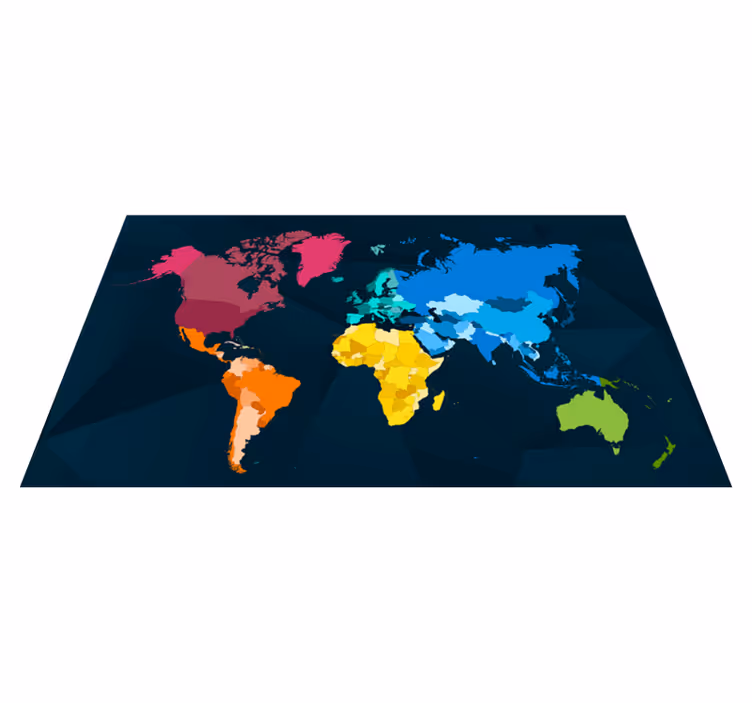 Tappeto in vinile mappamondo colorato - TenStickers