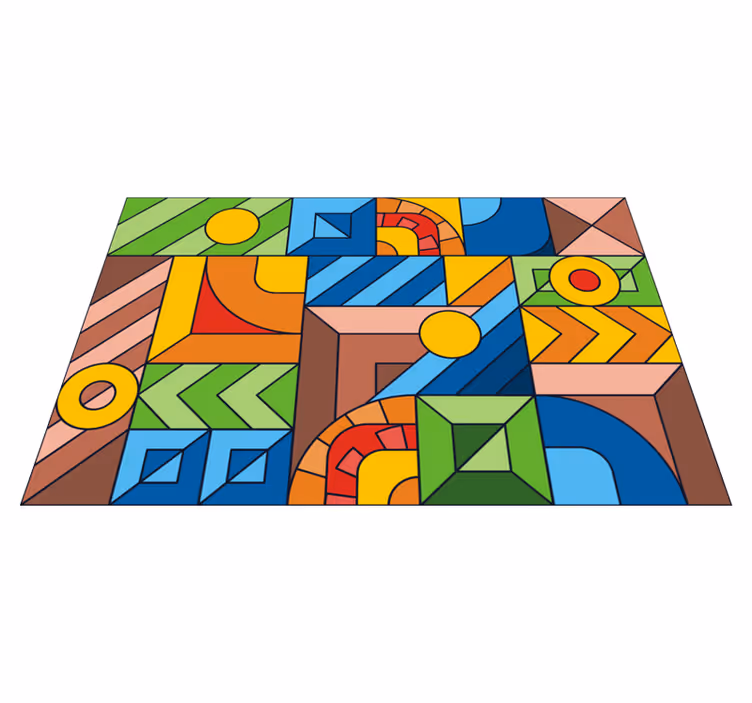 Tappeto vinile geometrico blocchi di colore geometrici - TenStickers
