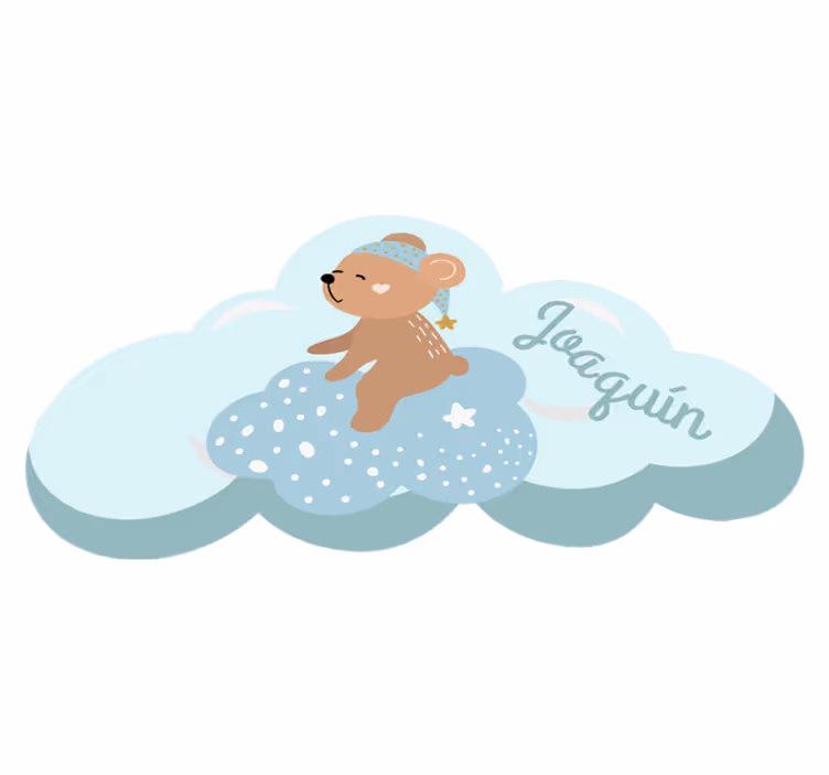 Tappeto vinile con nome motivo dell'orso nuvola - TenStickers