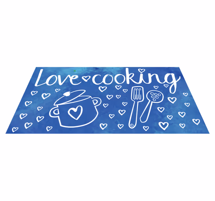 Tappeto vinile frase adoro il tema della cucina - TenStickers