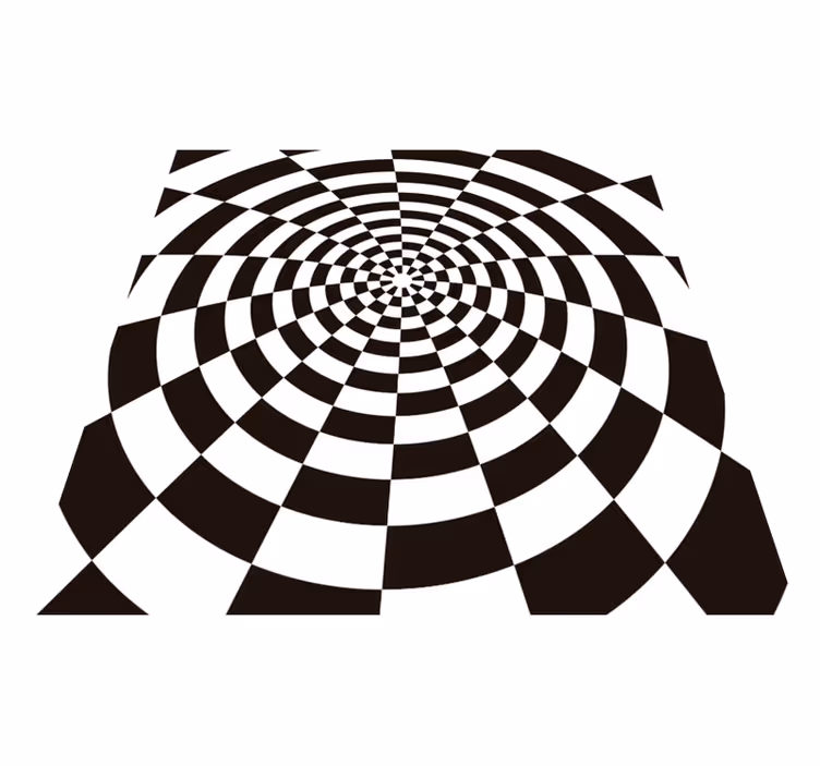 Tappeto vinile geometrico illusione ottica a scacchi - TenStickers